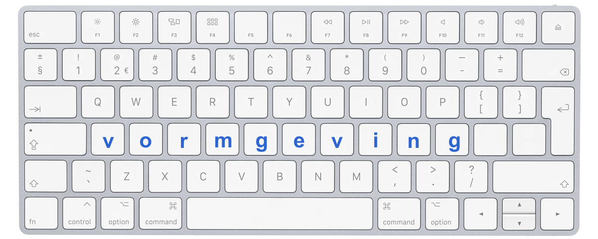 Afbeelding toetsenbord met letters "vormgeving"